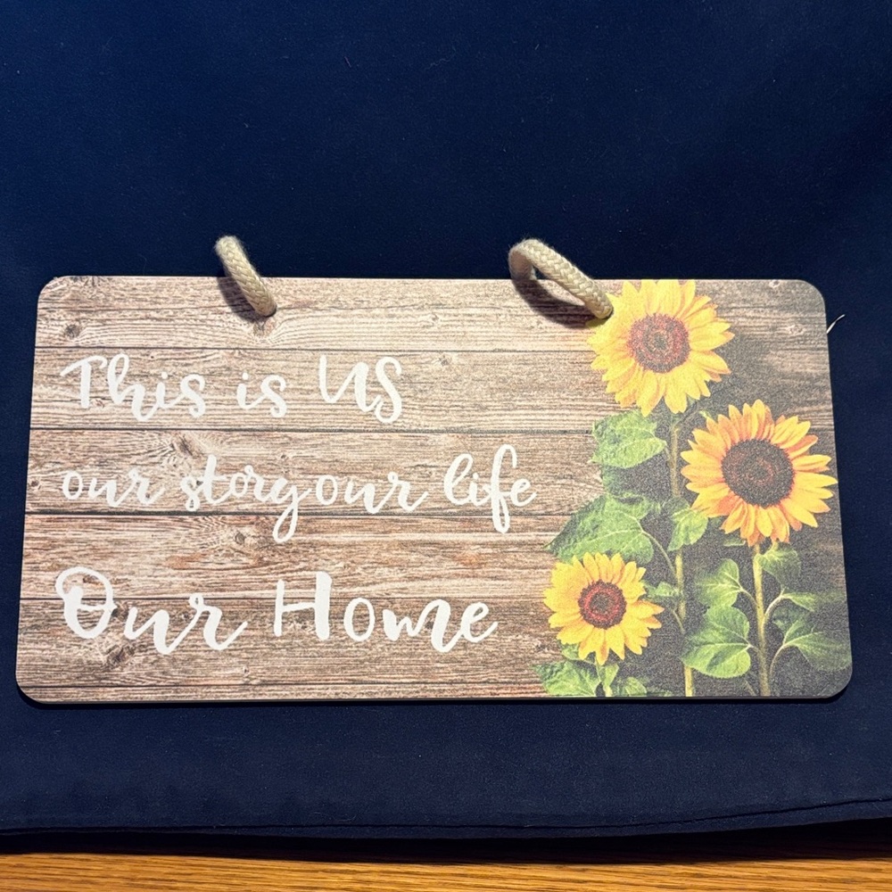 Sunflower Wooden Wall Sign - Brown and Yellow